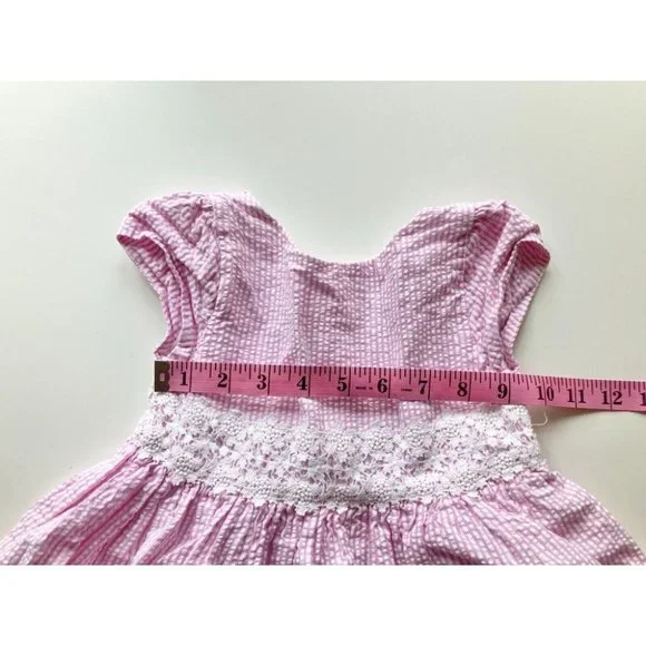 Lot of 2 RALPH LAUREN 24M Baby Dresses - Red Plaid Taffeta & Pink Seersucker - Picture 14 of 16
